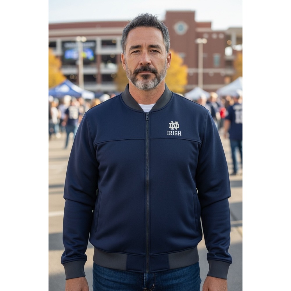 Colosseum Notre Dame Fighting Irish Navy Blue Full Zip Bomber Jacket Mens XL